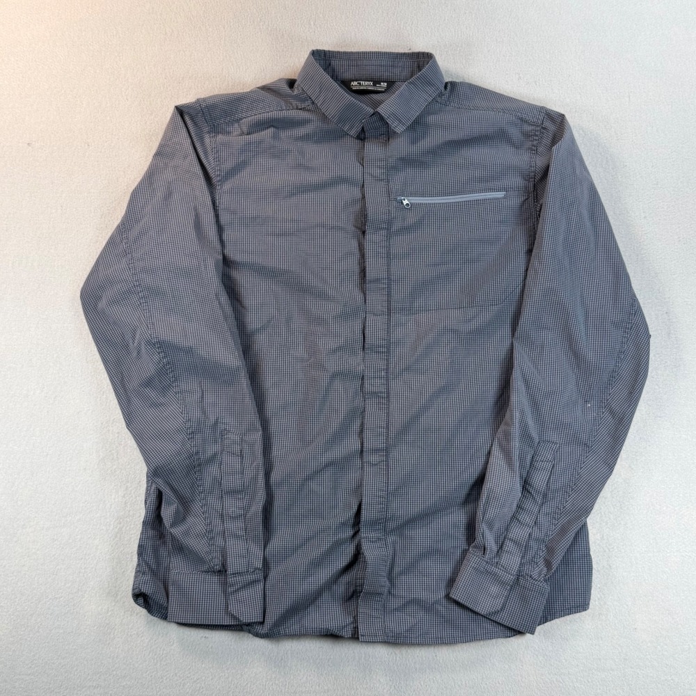 Y2K Arcteryx Kaslo Shirt LS Mens Medium Blue Grid Long Sleeve Button